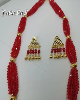 New 24K Gold Plated Necklace Earrings Wedding Party Jewelry Set for Women's Holiday Gifts