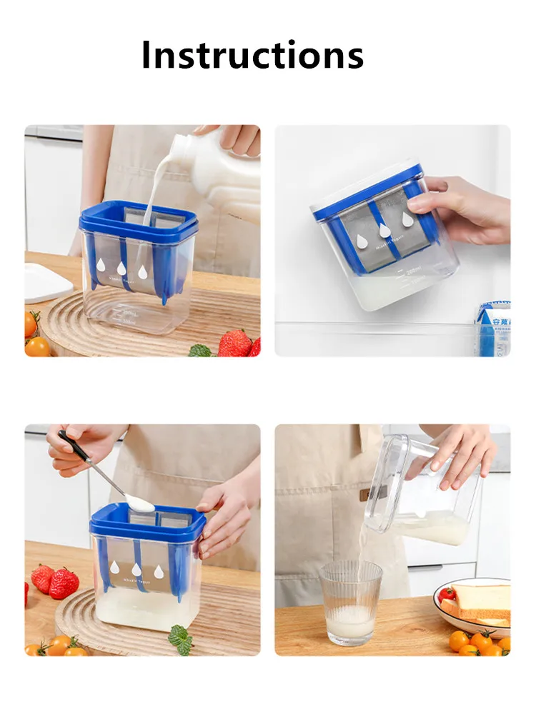 Yogurt Strainer 500ml Greek Yogurt Maker with Extra Fine Mesh Stainless Steel Strainer BPA-Free