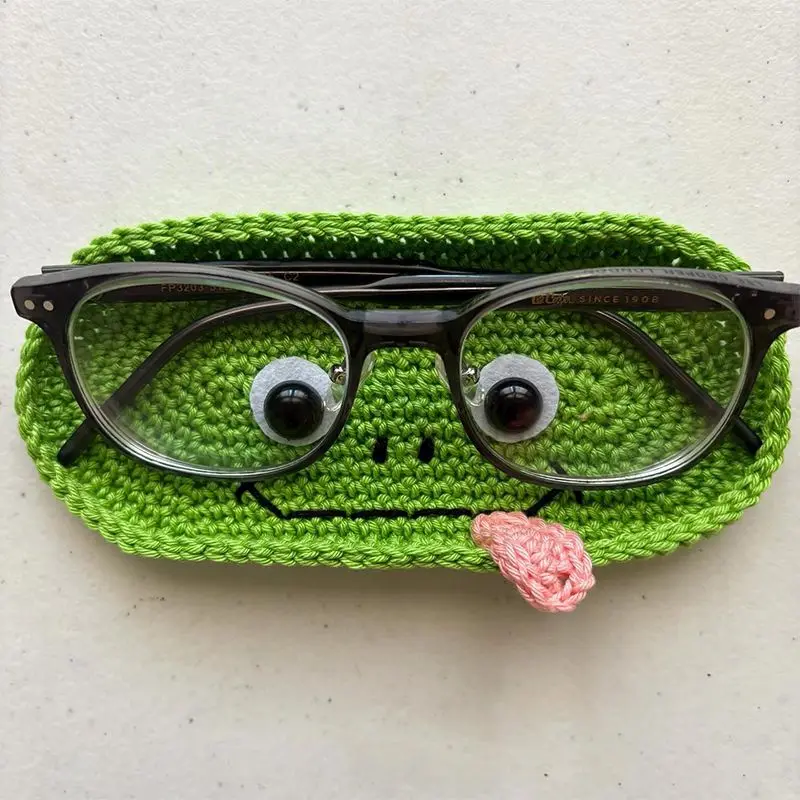 1PC Handmade Crochet Animal Series Eyeglasses Storage Box Woolen Knitting Eyeglasses Storage Tray Holiday Gift Material Kit
