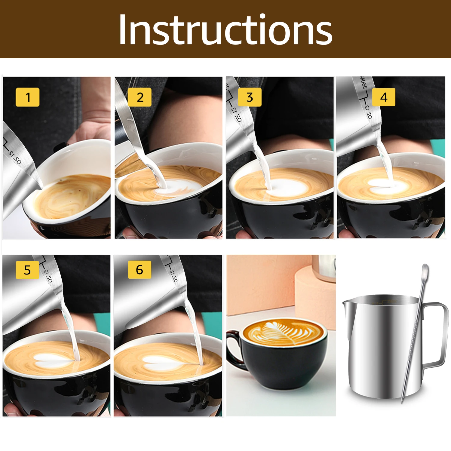Milk Frother Jug 350/600ml Stainless Steel Coffee Milk Jar Foam Pot Steam Coffee Espresso Art Latte Pot for Home Caf&eacute; milk frother jug,milk frothing jug
