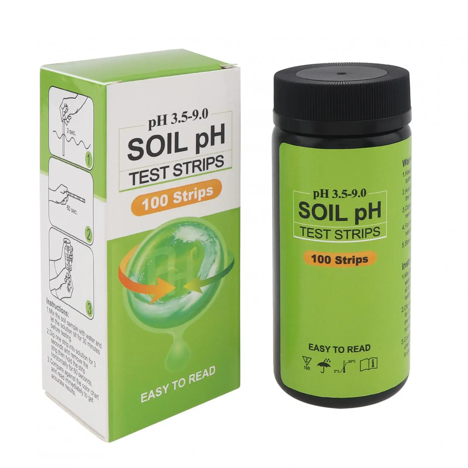 Soil Tester Ph Test Strips 3.5-9 Efficient Range Soil pH Tester Strips for Indoor Outdoor Garden Soil pH Test Kits 100pcs/pack