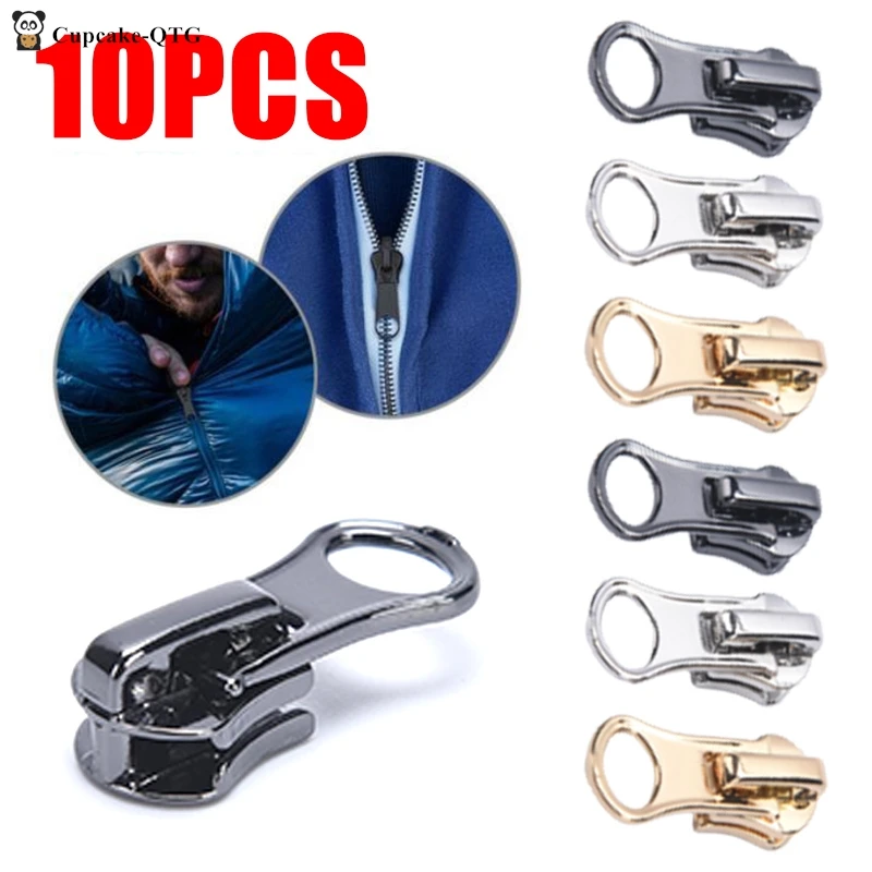 10pcs Zipper Slider Replacement Metal Zip Puller Zipper Pull Replacement Zip Fastener Repair Kit for Clothes Jacket