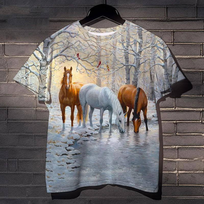 Cool Animal Horse 3D Print T-Shirts Men Casual Short Sleeve T Shirt Hip Hop Streetwear Harajuku Oversized Tees Man Tops Clothing 4