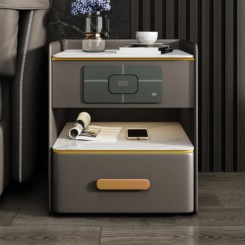 

Smart Bedside Table Simple Modern Wireless Rechargeable Multifunctional Grey Luxury Bedroom Bedside Cabinet Home Furniture WKNS