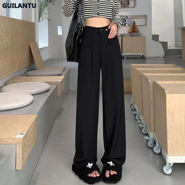 Plus Size High Waisted Wide Leg Pants  Plus Size Straight Leg Dress Pants  - Plus - Aliexpress