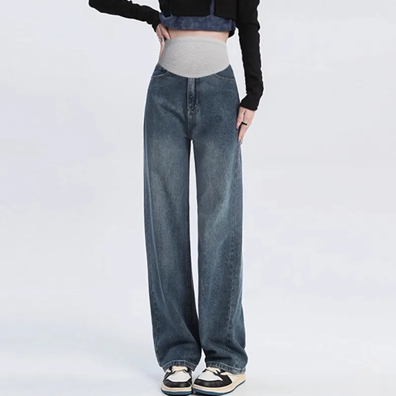 Maternity Jeans Fashion Maternity Jeans Maternal Clothes Pregnant Wide Leg Pants Belly Support Trousers Premama Clothing Pregnancy