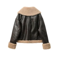 RARF Autumn winter new women's thickened warm double-sided short jacket Women's brown coat 2