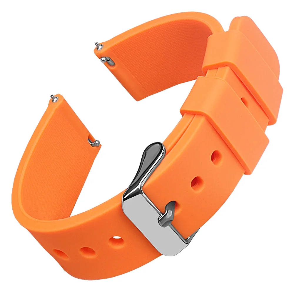 Durable Quick Release Silicone Sports Watchband with Polished Buckle
