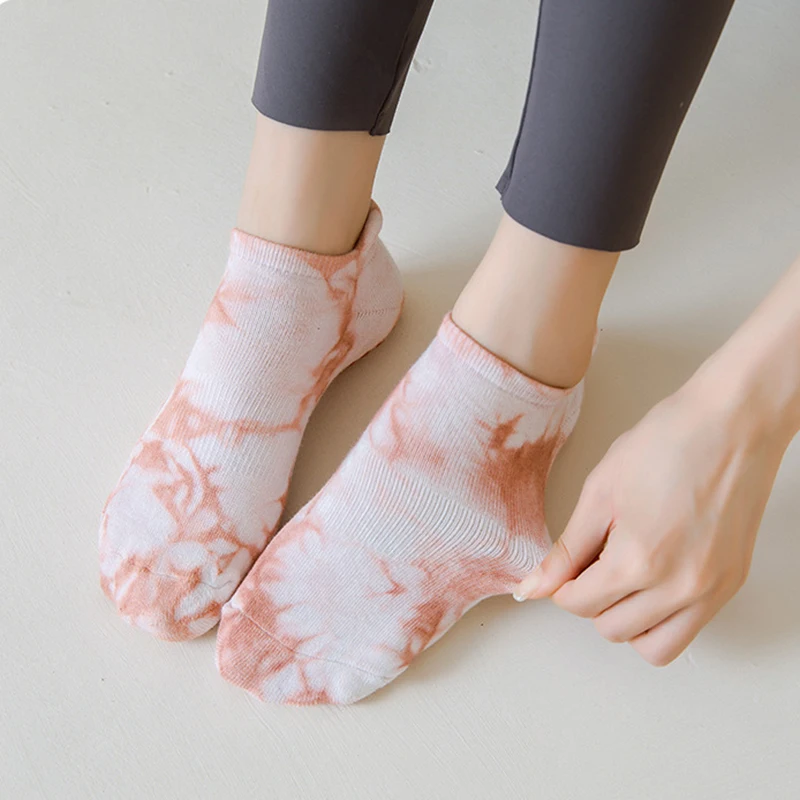 Yoga Socks Women Cotton Tie-dyed Silicone Non-slip Pilates Grip Towel Low-ankle Sock yoga socks