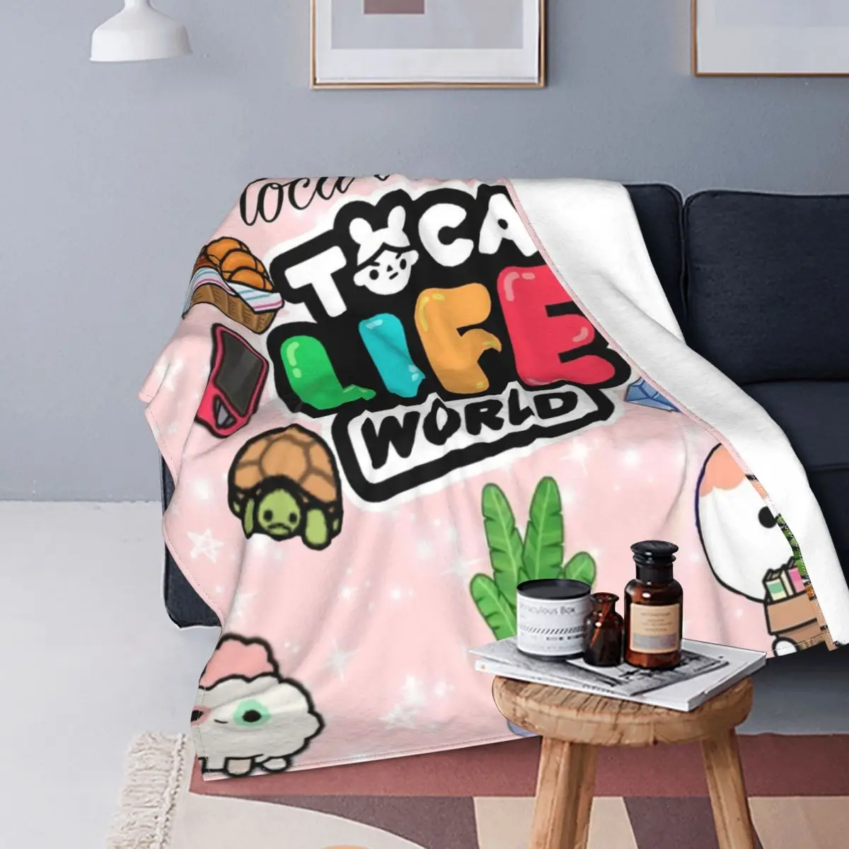 

Pink Toca Boca Blanket Sofa Cover Coral Fleece Plush Textile Decor Cartoon Fashion Soft Throw Blankets for Bed Office Bedspread