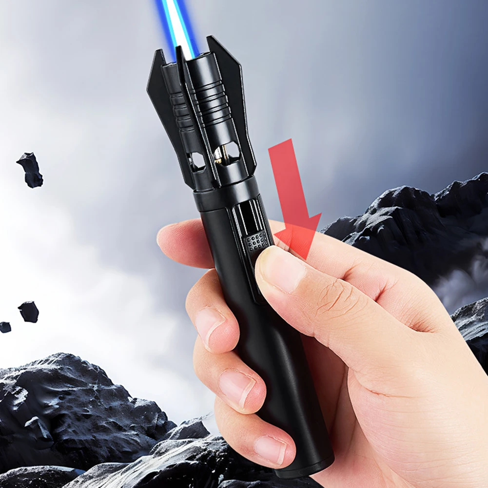 Creative Compact Portable Handheld Gun Lighter Transparent Visual Gas Window Mini Torch Outdoor Lightweight Carrying