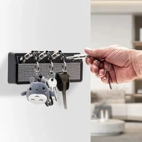 Retro Radio Wall Mounting Key Holder Vintage Guitar Keychain with 4 Plugs Creative Wall Hangers Rack Home Decoration Hooks Gift 2