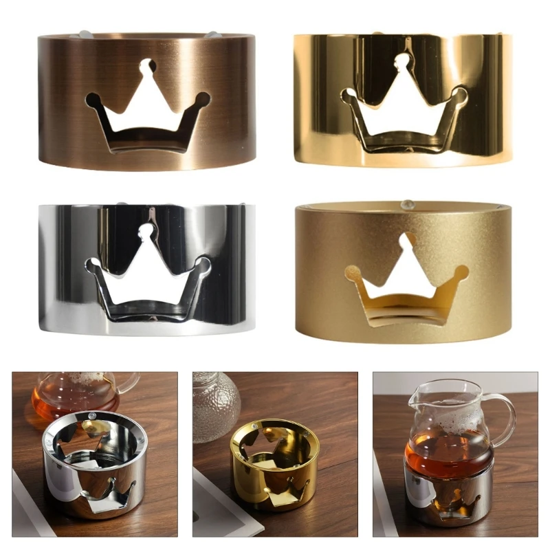 Modern Stainless Steel Teas Warmer with Tealight Stand Hollowed Round Base Heater for Teas Enthusiasts Heating Supplies