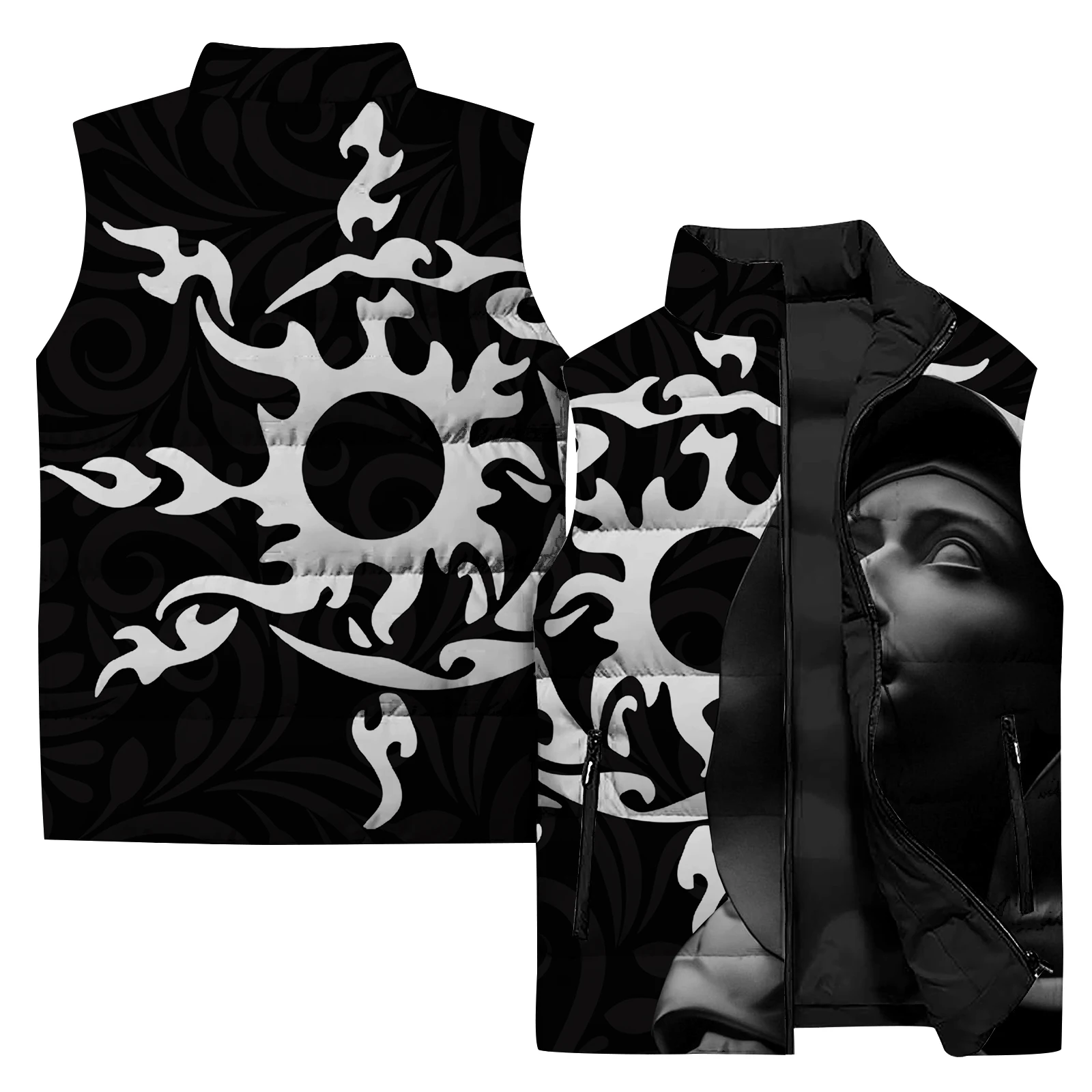 thumbnail image 1 of Chaquetas de invierno para hombre cómodas y elegantes Chalecos para hombre modernos y versátiles Chaleco con estampado digital 3D de moda para hombre que mantiene el calor, 1 of 5