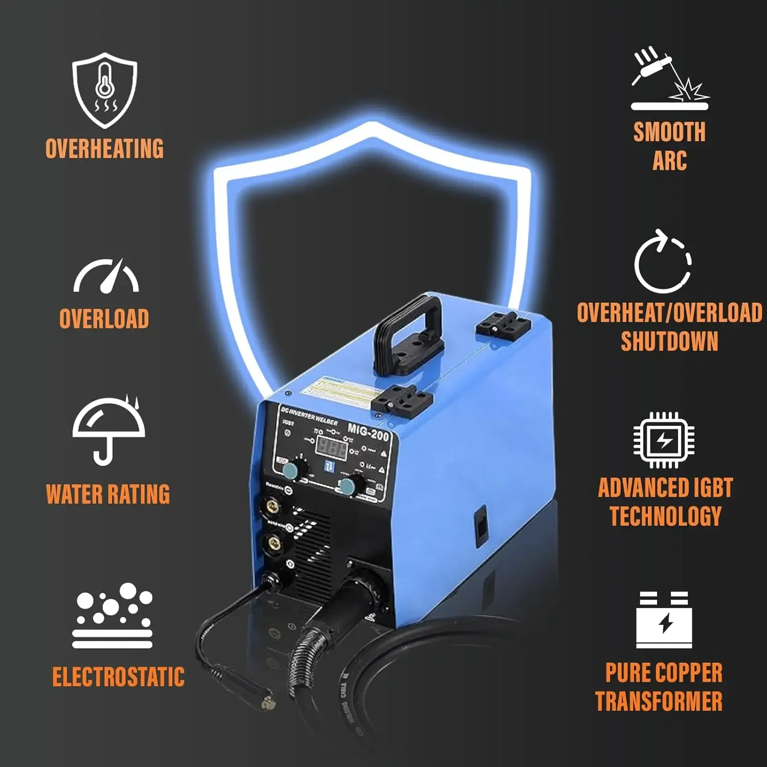 200Amp 110V&220V Gas MIG/Gasless Flux Core MIG/Lift TIG/Stick Multiprocess Welding Machine