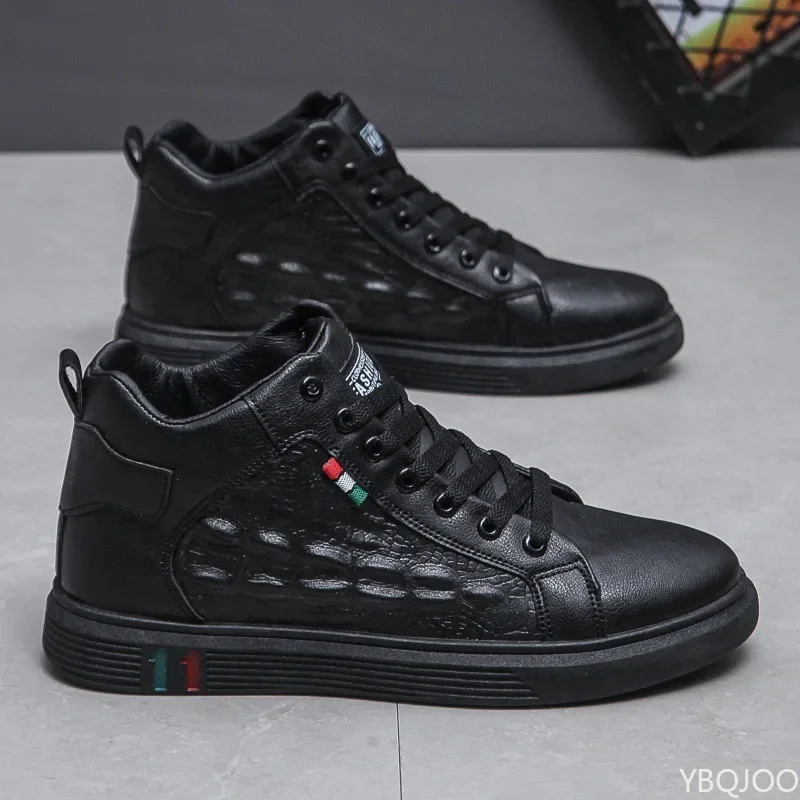 High top Men's Trendy Shoes Fashion versatile leather shoe casual non slip footwear Large slze Comfort Male Shoes Homme Zapatos 2