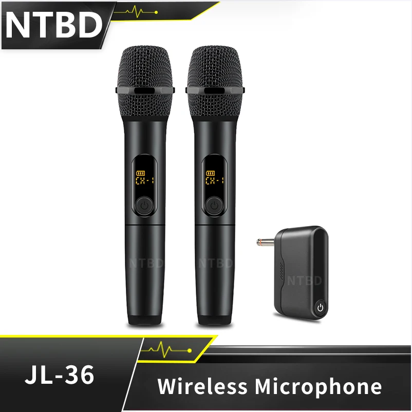 

NTBD Wireless Microphone Handheld UHF Dual Channel Mike 6.3 Interface 1 T 2 Family Karaoke KTV Show Singing Speech Microphone