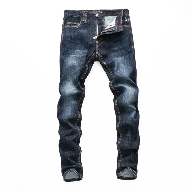 

European Style Men plein Brand Jeans Mens Slim Denim Trousers Blue Jeans Straight Stretch jeans Blue Design Jeans Pants for Men