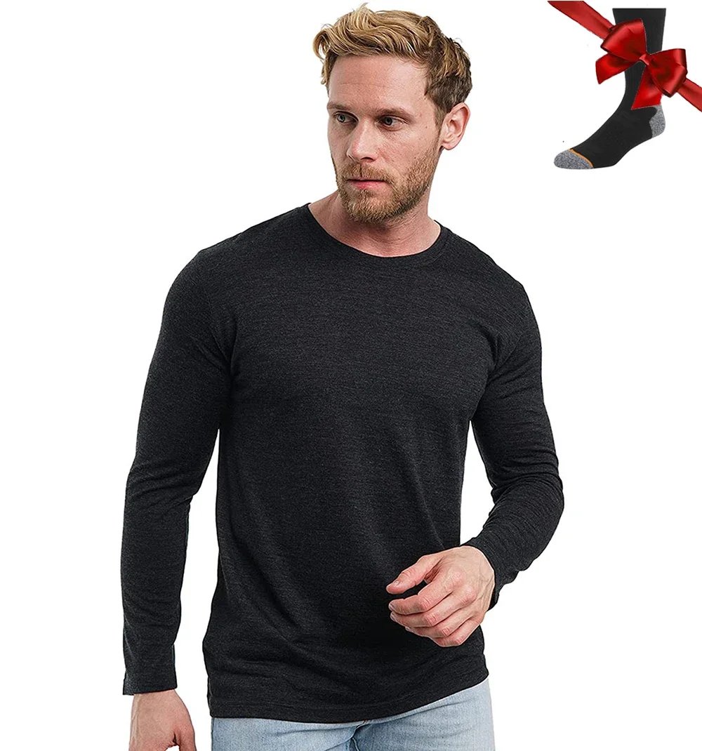 Men's 100% Merino Wool Base Layer Tops 240G Midweight Merino Wool
