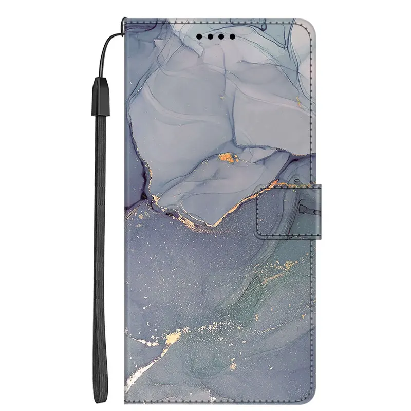 Luxury Marble Leather Flip Wallet Phone Case with Stand and Book Cover Design