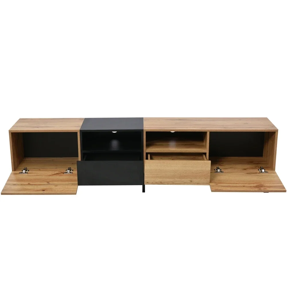 Moderner TV-Ständer aus schwarzem Holz – geräumiger Stauraum und robuste Konstruktion | Ideal für Wohnzimmer, langlebige Wohnmöbel – Detail 24