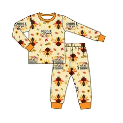 Wholesale Kids Thanksgiving Clothing Turkey boys pajamas zipper footed baby romper   s