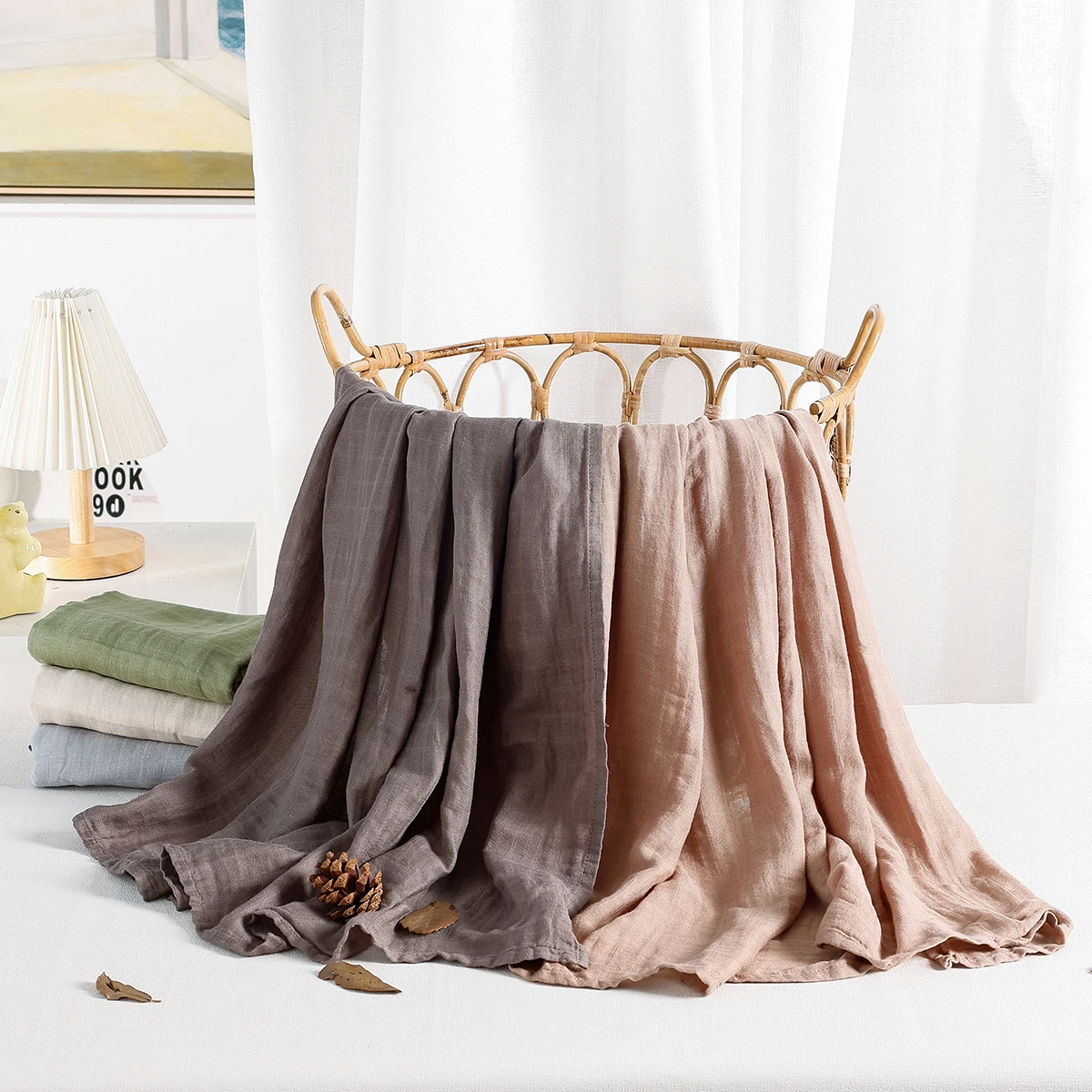 Plain Colour Soft Bamboo Cotton Gauze Muslin 120*110cm Newborn Swaddle Wrap Breathable Quick Dry Baby Bath Towel 1PCS cotton muslin blanket swaddle blanket cotton swaddle cotton gauze blanket
