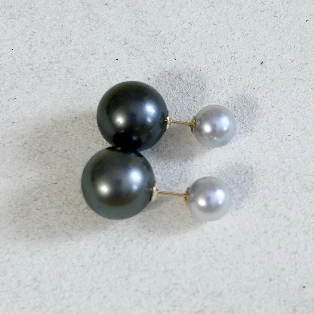 Get Uwakai Pearl Classic balance wood design 3 beads AKOYA pearl earrings 1  pair Delivered | Weee! Asian Market