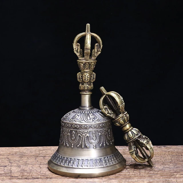 Clochette Tibétaine En Bronze Fait À La Main, Instrument Tantrique