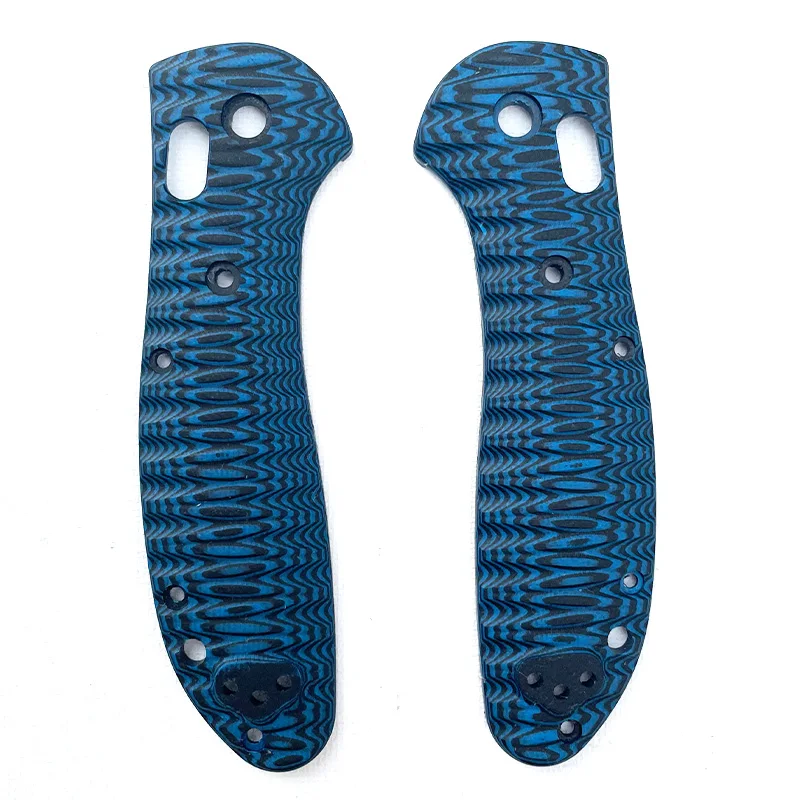 1 Pair Folding Knife Accessories Custom Wave texture G10 Scales Shank Handle Grips For BM 550/551 With Support Shaft Screw