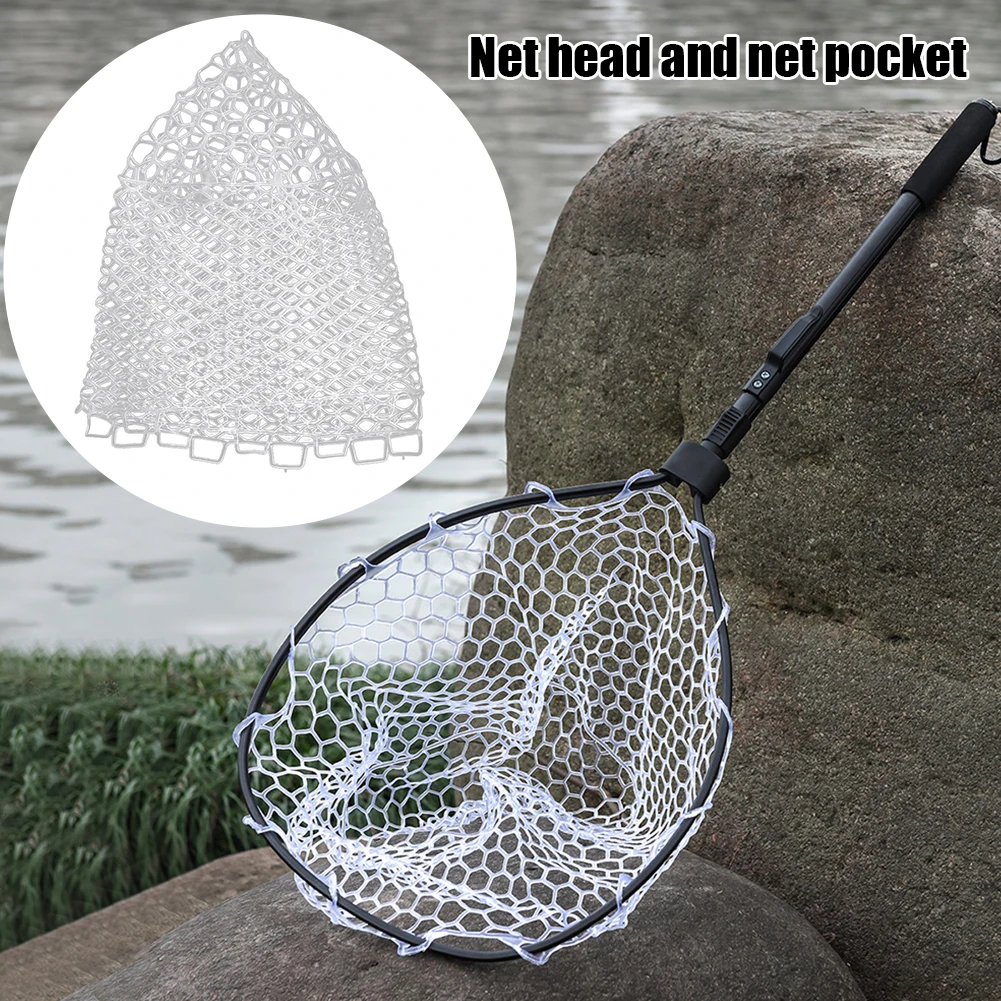 Outdoor Sports 50/60CM Fly Fish Fishing Landing Trout Clear Rubber Net Mesh  Catch Tackle Fishing Net for Fishing Lovers