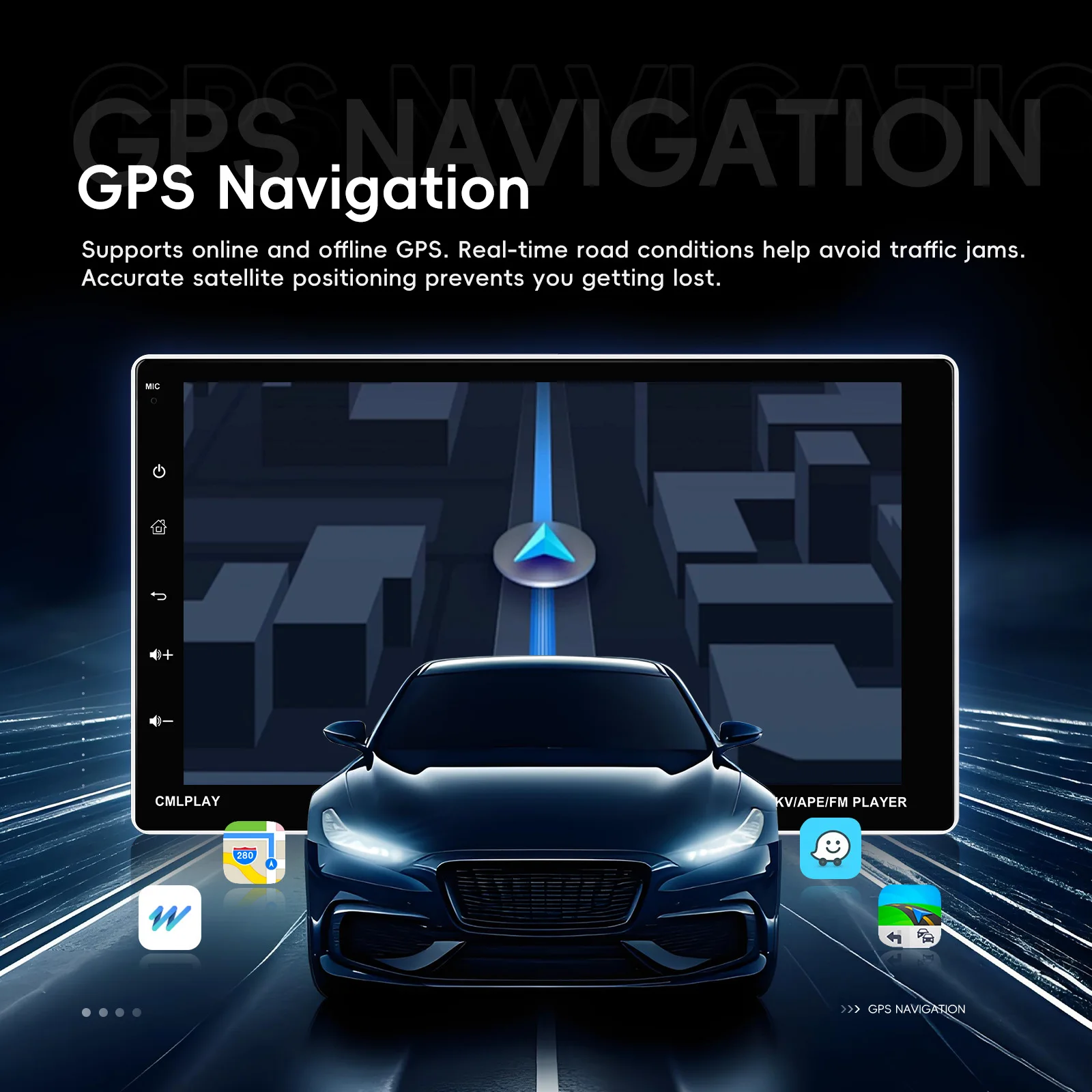 Podofo Radio de Coche Universal Android 15.0 de 9 Pulgadas con Carplay Inalámbrico, Pantalla Táctil WIFI, Unidad Principal Android para Coche, BT, DAB+, USB, Cámara de Visión Trasera, Sistemas Multimedia Inteligentes para Coche 5