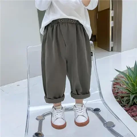 Boy's Pants & Capris Korean Loose Casual Pants for Kids Spring Autumn Solid Trousers Cotton Children Trousers