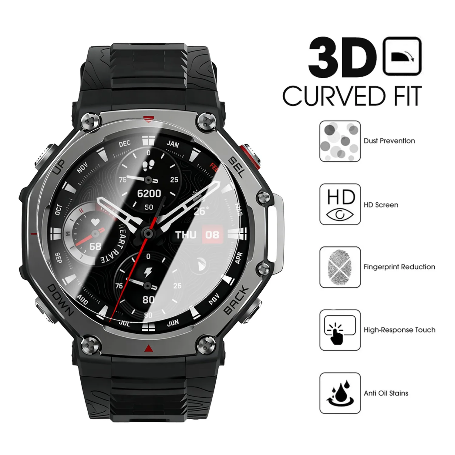 9H Hardness Tempered Glass For Amazfit T-Rex 3 3Pro Screen Protector with Easy Installation For T-rex3 Pro Protectors Cover