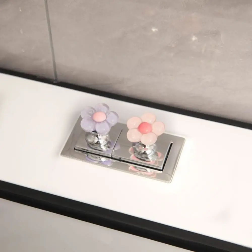 Toilet Flush Button Resin Small Flower Shape Labor-saving Universal