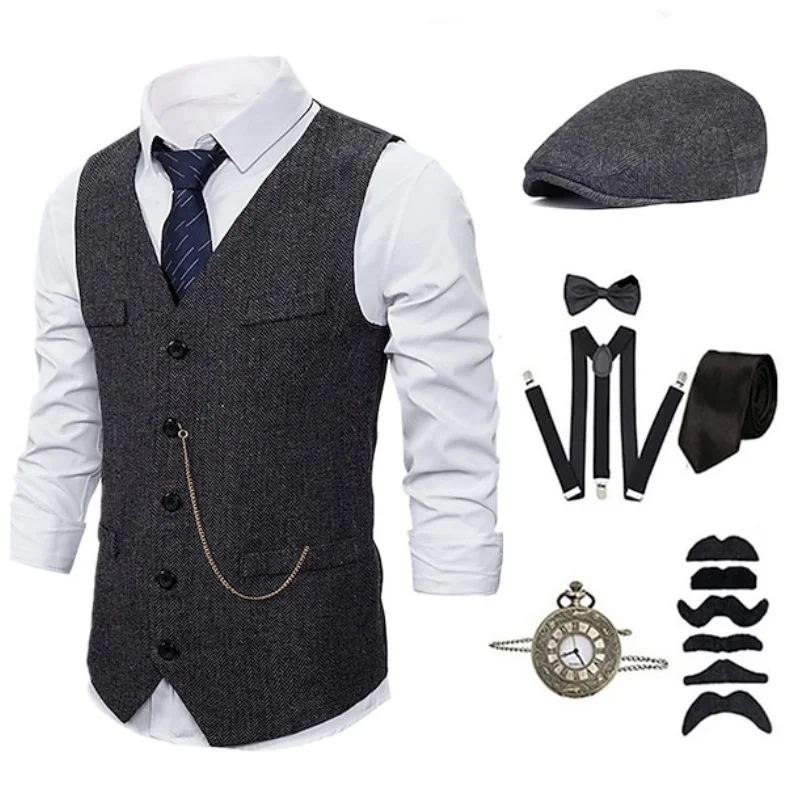 

Retro 1920s Costume Gatsby Party Costume Men's Role Playing Costume Party Prom Banquet Gentleman Hat Dressing Set