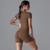 Yoga Set Women's Jumpsuits One-Piece Suit Zipper Short Sleeve Gym Push Up Workout Clothes Fitness Bodysuit Sportswear Tracksuit 4