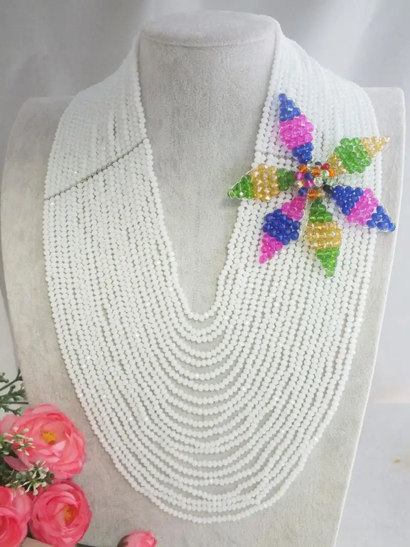 

Африканский комплект ювелирных изделий, белые хрустальные бусины, африканские бусины, ювелирные изделия для свадьбы