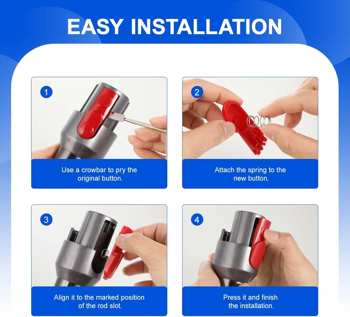 Buy WYWY.Wide Clip Latch Tab Button Replacement for Dyson V7 V8 V10 V11 V15  Vacuum Cleaner Electric Drive Parts, Wand Tube/Illumination Tool/Cleaner  Head Switch Button with Spring Online at desertcartKUWAIT