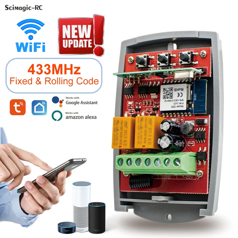 Tuya Garagedeuropener Poort Ontvanger 2ch 433 mhz 433.92 mhz Universele