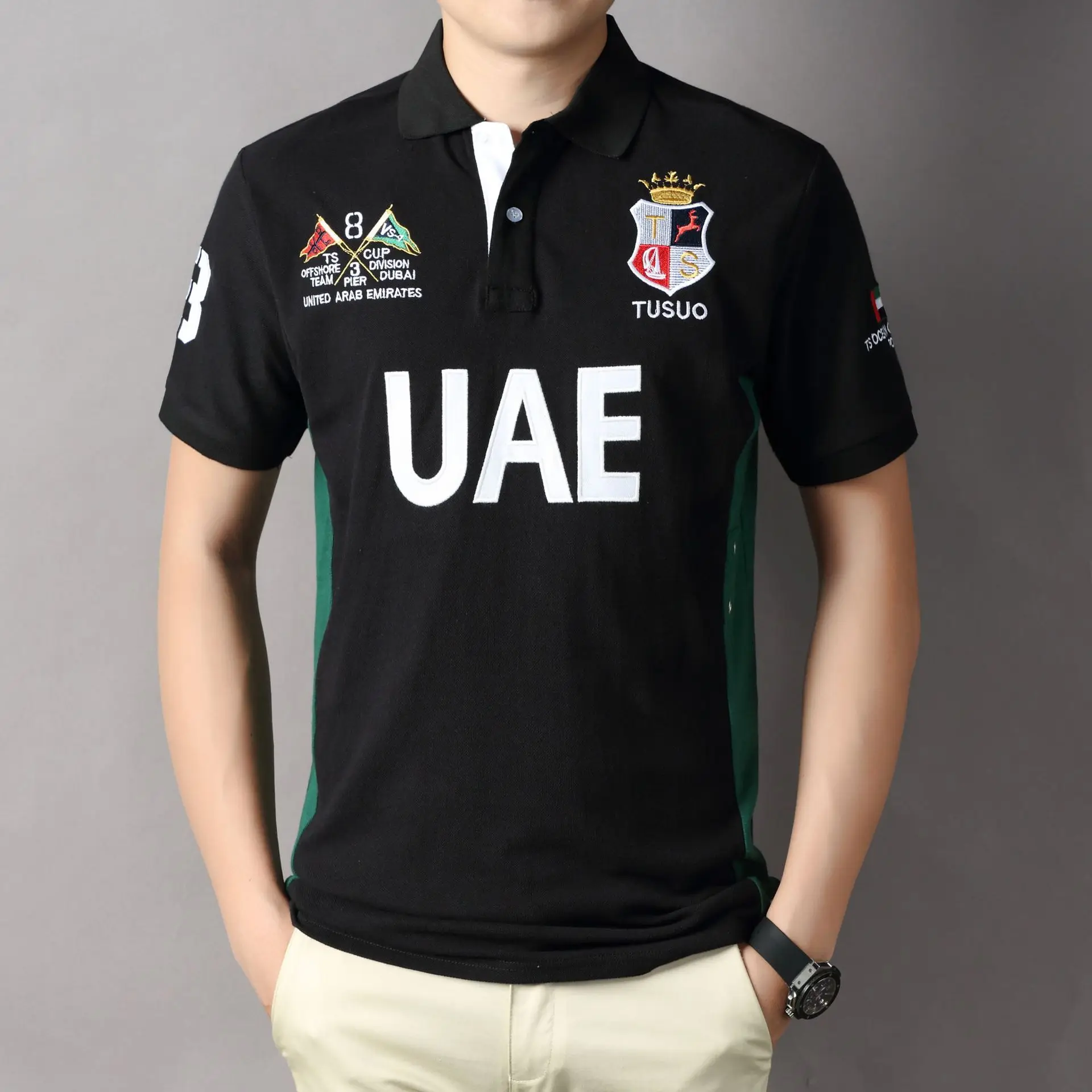 

United Arab Emirates Men's Polo Shirt UAE DUBAI Man Sports Handsome Plus EU Size 6XL 7xl Short Sleeve Foreign Oversize T Shirt