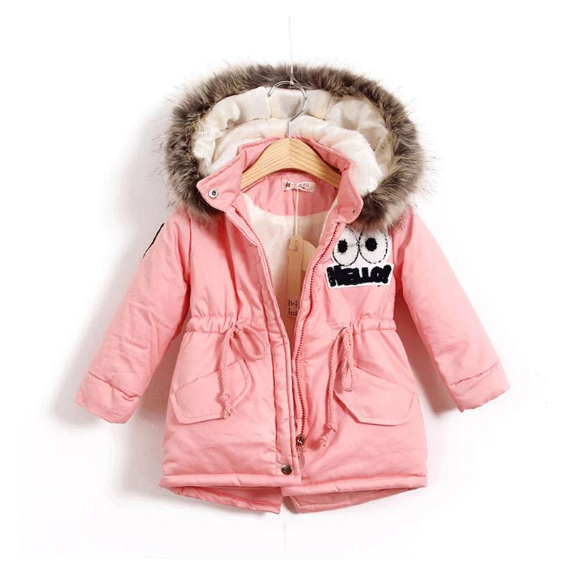 

Autumn Winter Children Warm Thick Fur Hooded Jacket Girls Outdoor Coat Cotton Parkas Down Jackets