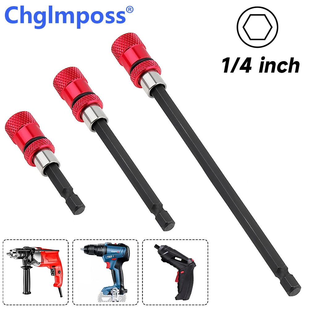 3Pcs 1/4Inch Hex Shank Screwdriver Bit Holder Retractable Magnetic Extensions Power Tool Quick Release Bits Rod Long Adaptor