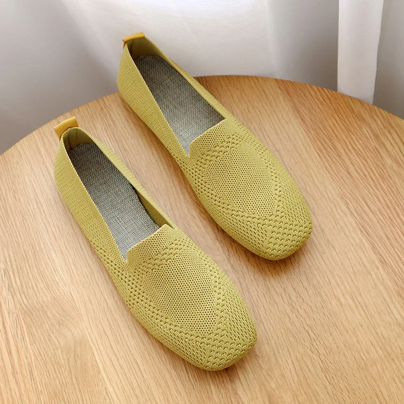 

35-42 Womens Flats Shoes Female Spring/autumn Peas Shoes Slip-on Cotton Fabric Grid Leisure Breathable Ladies Shoes Hw35
