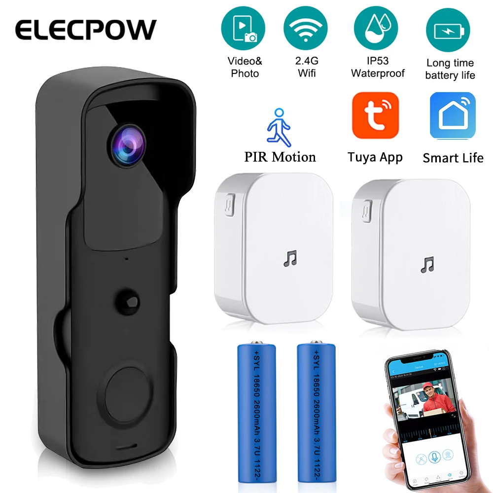 elecpow-smart-home-1080p-tuya-video-doorbell-outdoor-waterproof-wireless-door-bell-155°-view-pir-night-vision-security-camera