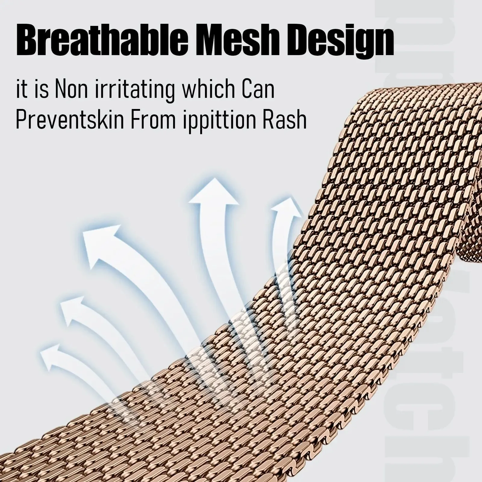 Stainless Steel Mesh Strap Bracelet - Adjustable Replacement Band