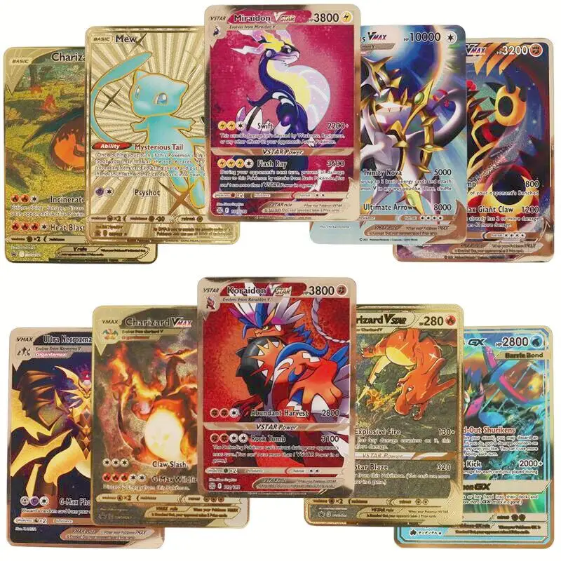 Miraidon Vstar 3800 Hp Carte Pokemon Dorate In Inglese Iron Metal Pokmo Letters Carte Da Gioco Regalo Per Bambini