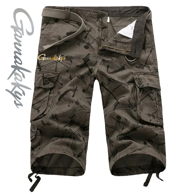 Fishing Pants Men's Summer Cotton Multi Pocket Breathable Camouflage Fishing Shorts Outdoor Military Style Casual Shorts