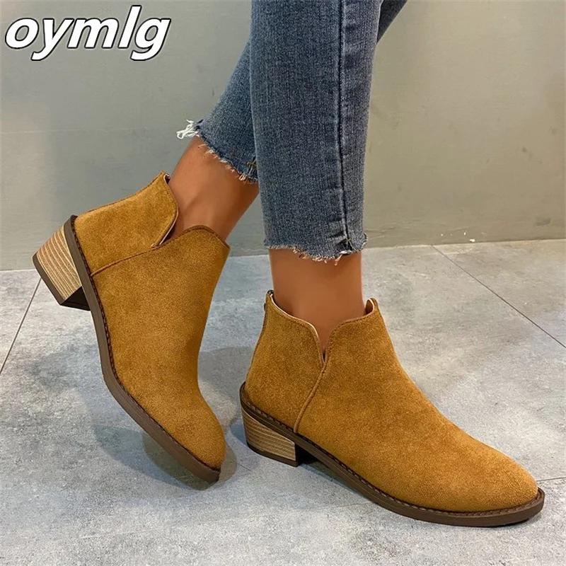 Large Thick Sole Thick Heel Short Boots Women's 2023 Winter New Soft Sole Lightweight and Comfortable Short Sleeve Single Boot