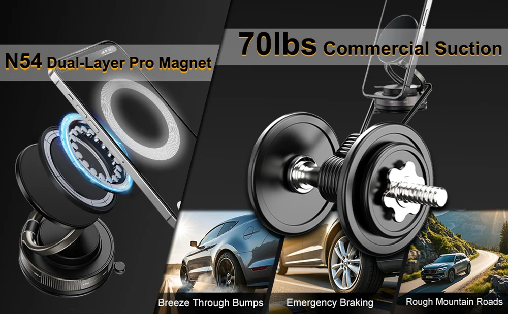 Magnetic Phone Holder 360 degree Rotation Vacuum Adsorption Strong Suction Holde